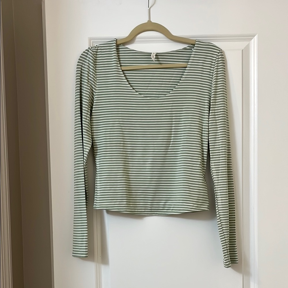 Striped Green Long Sleeve Top